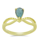 Pozlacené Stříbro 925/1000 - Prsten s Labradoritem - Karátové číslo: 0.62. přibližná hmotnost: 2.51 gramů