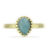 Pozlacené stříbro 925/1000 Prsten s Labradoritem - Karátové číslo: 1.12. přibližná hmotnost: 2.69 gramů