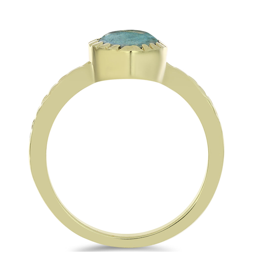 Pozlacené stříbro 925/1000 Prsten s Labradoritem - Karátové číslo: 1.12. přibližná hmotnost: 2.69 gramů