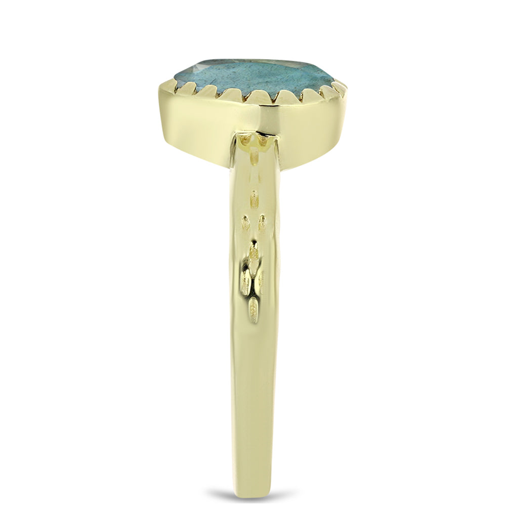 Pozlacené stříbro 925/1000 Prsten s Labradoritem - Karátové číslo: 1.12. přibližná hmotnost: 2.69 gramů