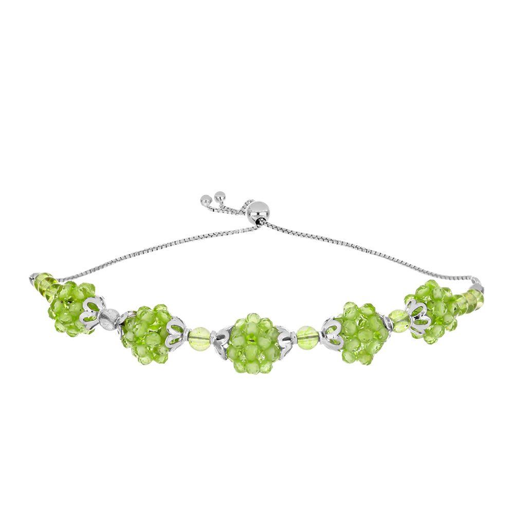 Stříbrný Náramek s Čchang-pajským Peridotem
