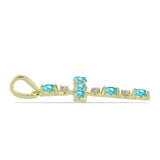 Pozlacené stříbro 925/1000 Přívěsek s Paraiba Křemenem a Bílým Topazem - Karátové číslo: 0.89. přibližná hmotnost: 1.6 gramů