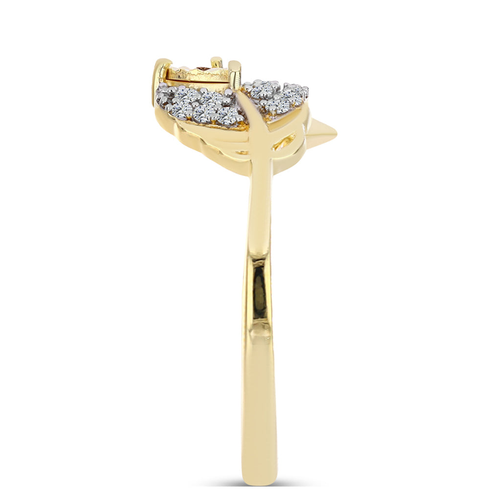 Pozlacený Stříbrný Prsten s Cognac Diamantem a Bílým Topazem