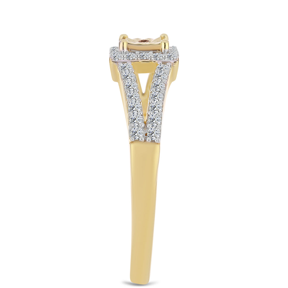 Pozlacený Stříbrný Prsten s Cognac Diamantem a Bílým Topazem