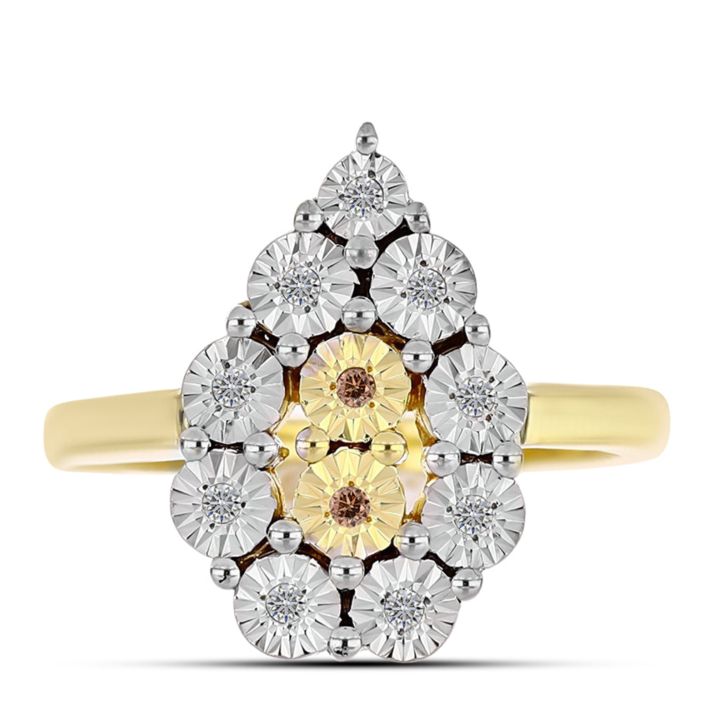 Pozlacený Stříbrný Prsten s Cognac Diamantem a Bílým Topazem