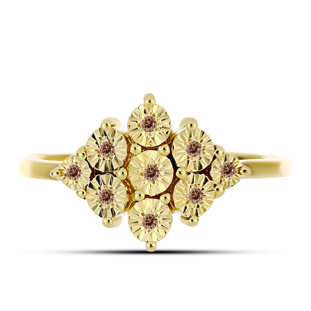 Pozlacený Stříbrný Prsten s Cognac Diamantem