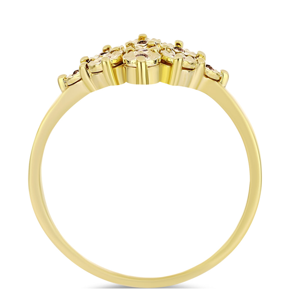 Pozlacený Stříbrný Prsten s Cognac Diamantem