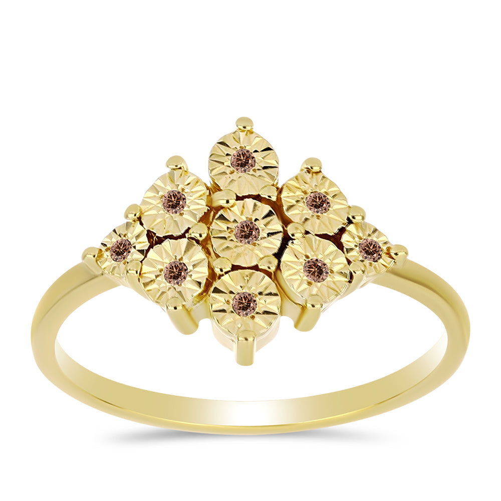 Pozlacený Stříbrný Prsten s Cognac Diamantem