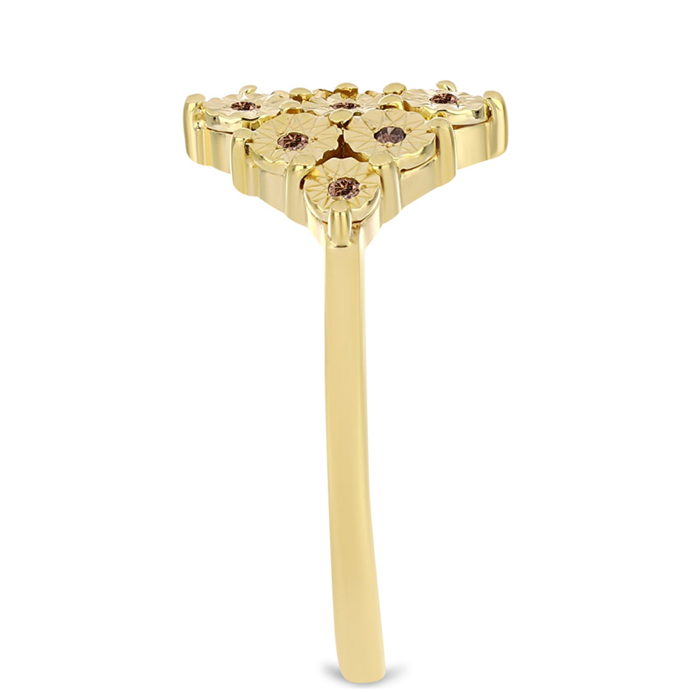 Pozlacený Stříbrný Prsten s Cognac Diamantem