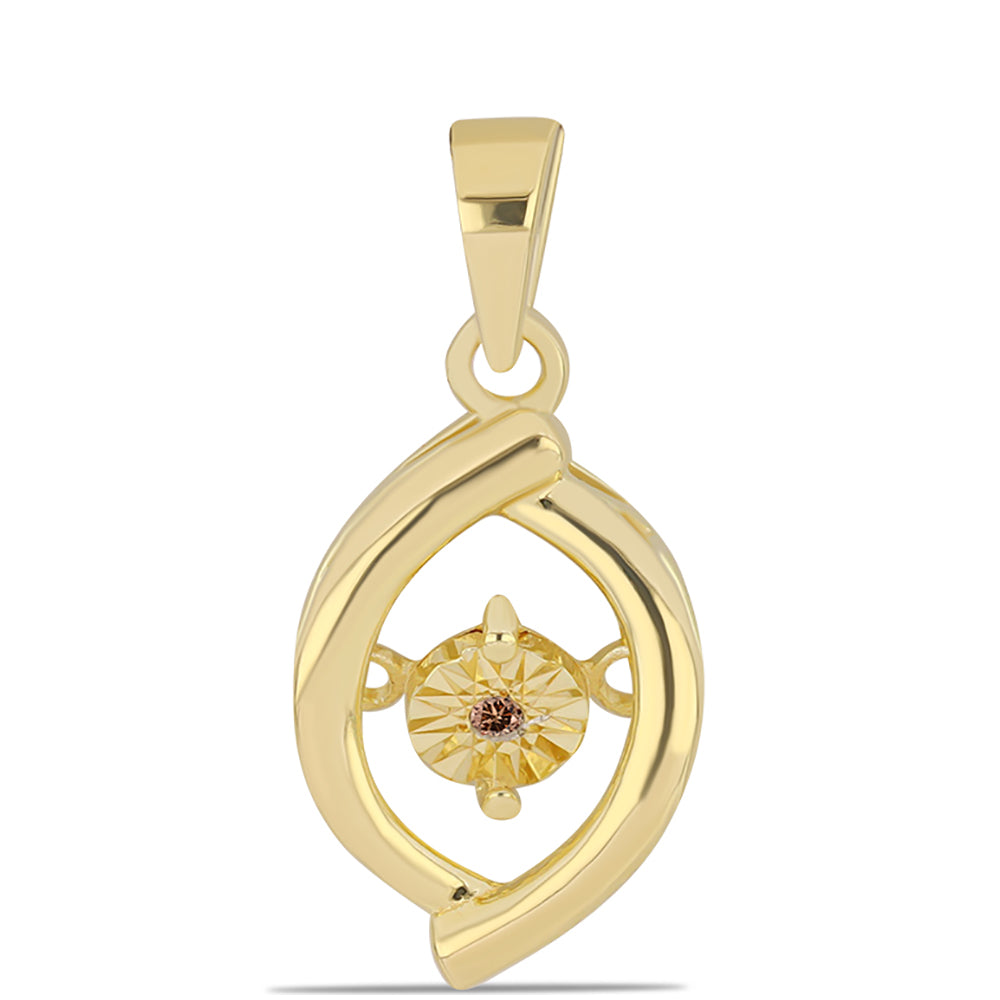 Pozlacený Stříbrný Přívěsek s Cognac Diamantem