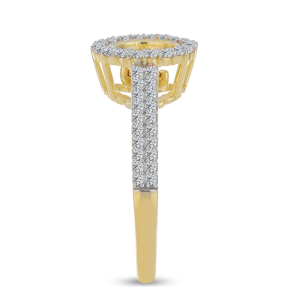 Pozlacený Stříbrný Prsten s Cognac Diamantem a Bílým Topazem