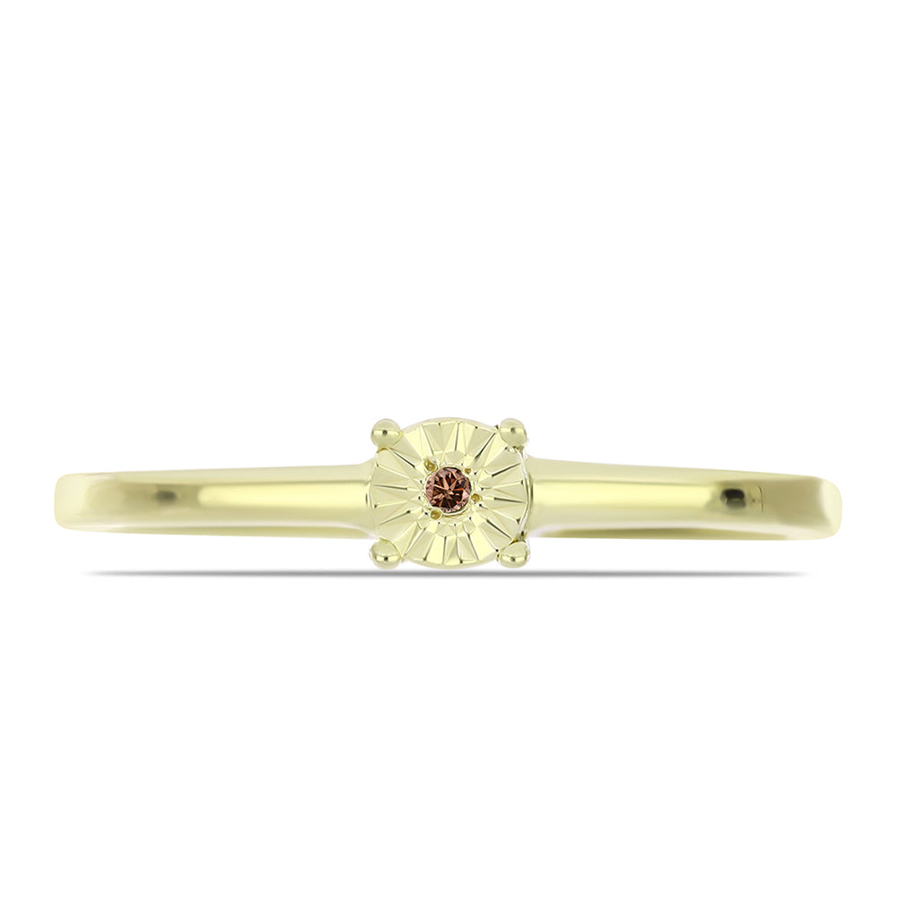 Pozlacený Stříbrný Prsten s Cognac Diamantem