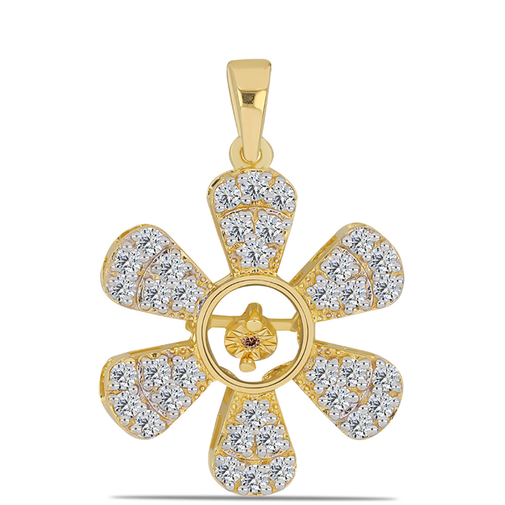 Pozlacený Stříbrný Přívěsek s Cognac Diamantem a Bílým Topazem