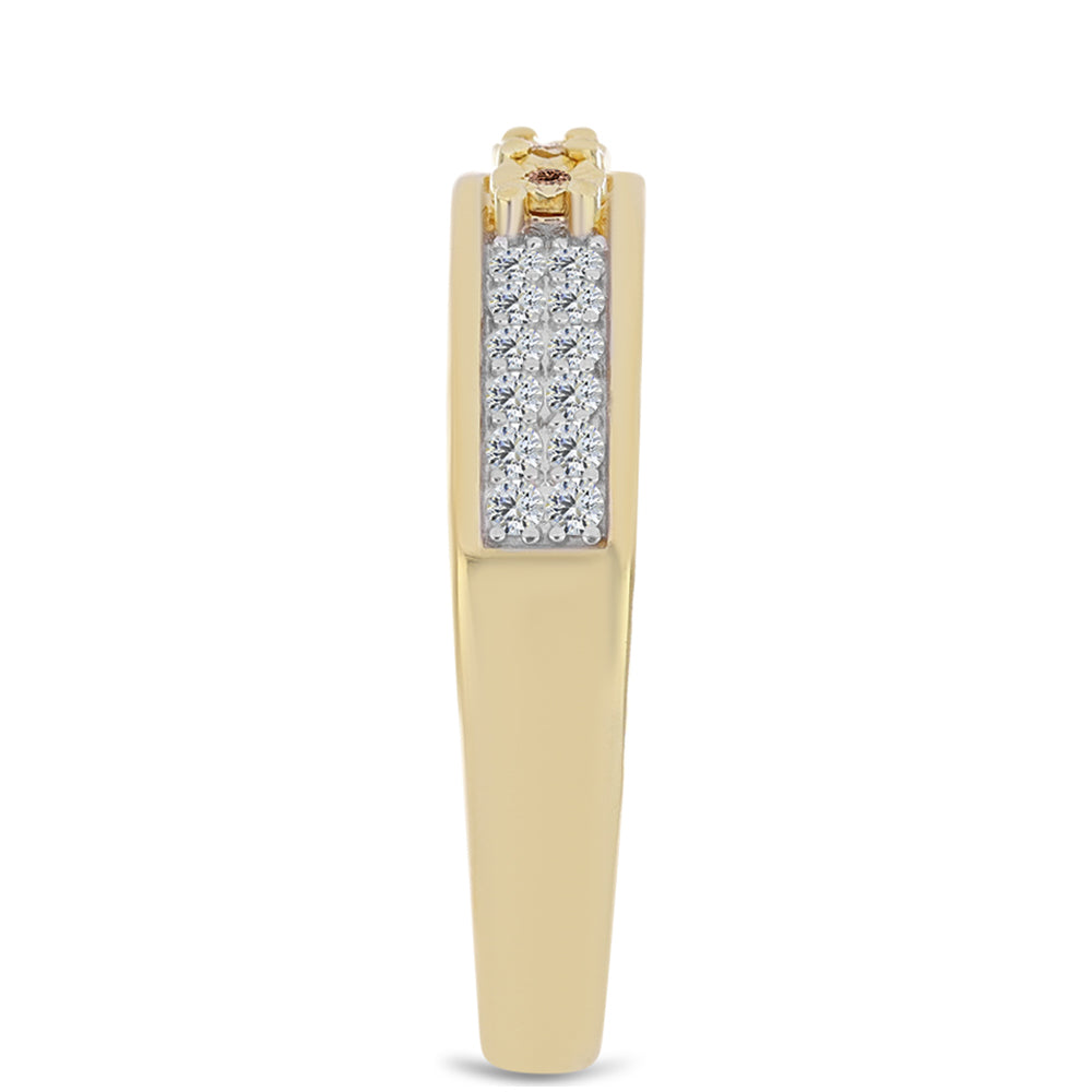Pozlacený Stříbrný Prsten s Cognac Diamantem a Bílým Topazem