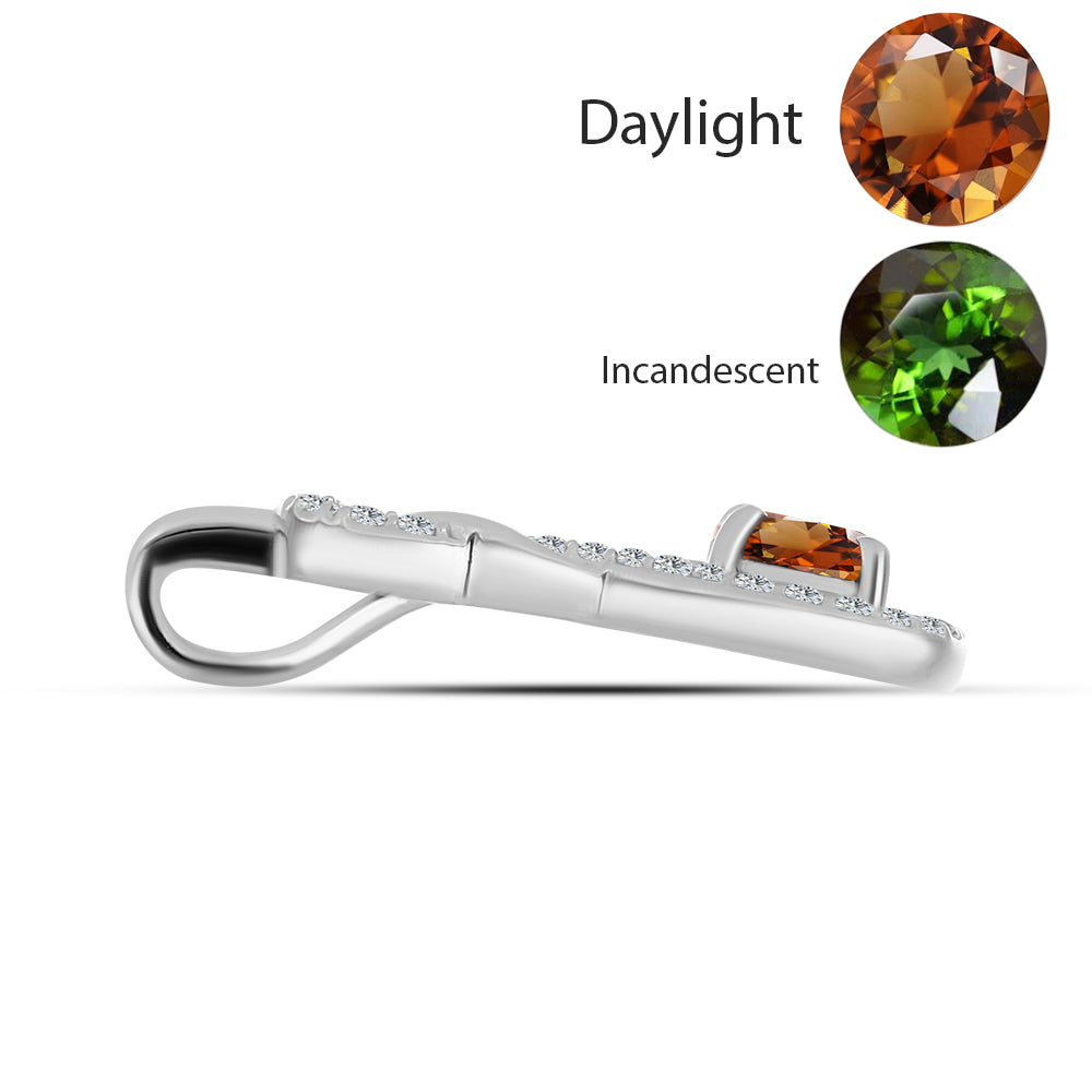 Stříbro 925/1000 Přívěsek s Certifikovaný Anatolským zultanitem pěstovaný v laboratoři a Bílým Topazem - Karátové číslo: 0.86. přibližná hmotnost: 1.94 gramů