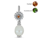 Stříbro 925/1000 Přívěsek s Certifikovaný Anatolským zultanitem pěstovaný v laboratoři a Bílou Sladkovodní Perlou - Karátové číslo: 3.03. přibližná hmotnost: 1.4 gramů