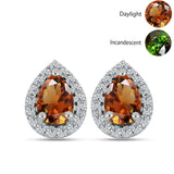 Stříbro 925/1000 Náušnice s Certifikovaný Anatolským zultanitem pěstovaný v laboratoři a Bílým Topazem - Karátové číslo: 1.97. přibližná hmotnost: 2.32 gramů