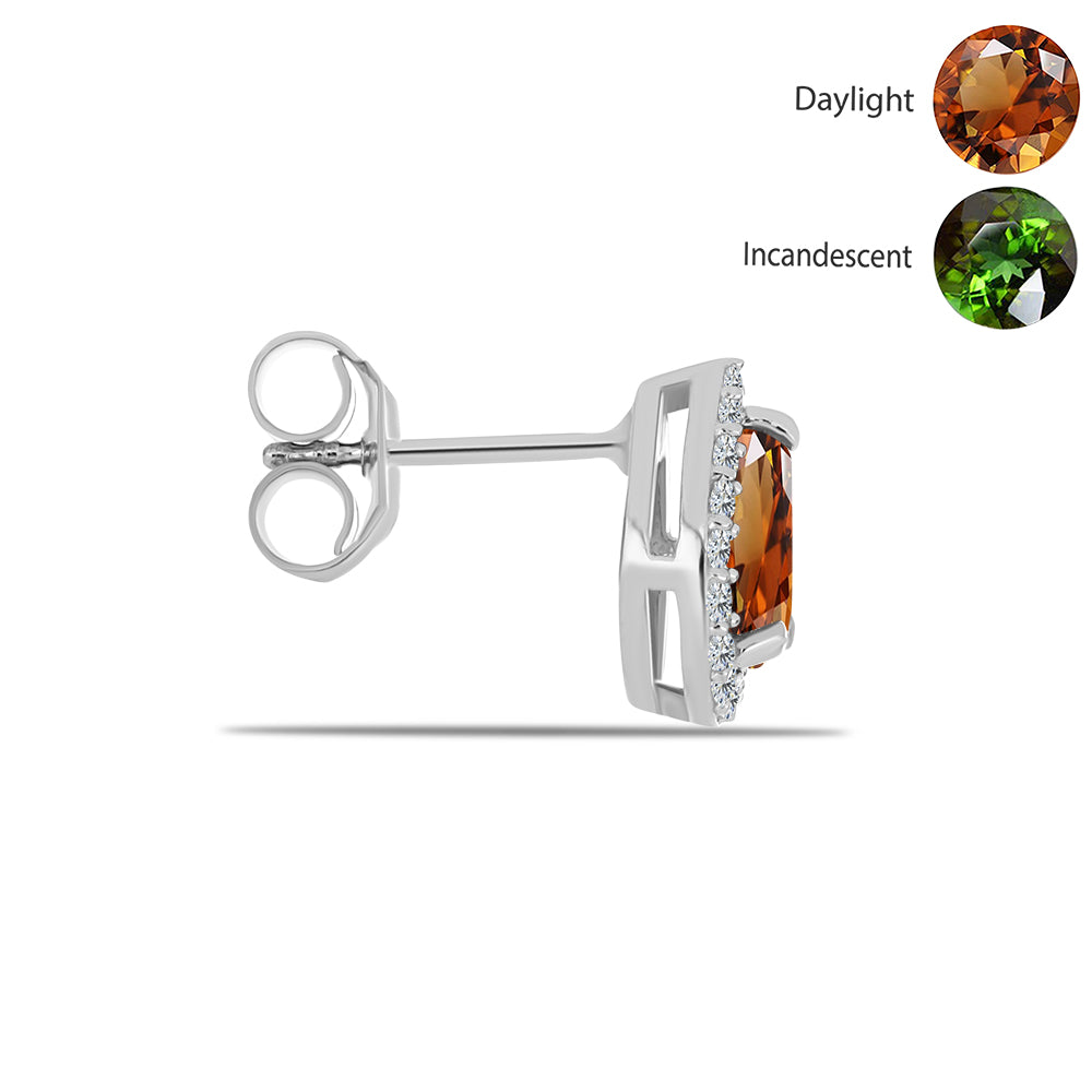 Stříbro 925/1000 Náušnice s Certifikovaný Anatolským zultanitem pěstovaný v laboratoři a Bílým Topazem - Karátové číslo: 1.97. přibližná hmotnost: 2.32 gramů