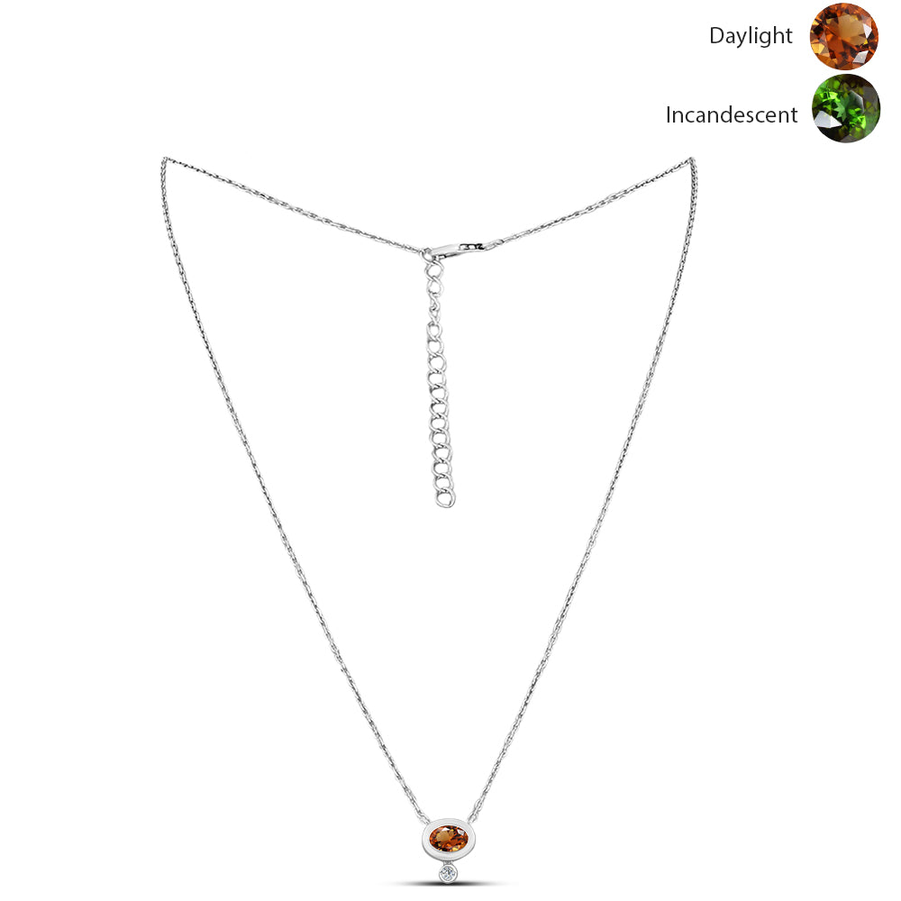 Stříbro 925/1000 Náhrdelník s Certifikovaný Anatolským zultanitem pěstovaný v laboratoři a Bílým Topazem - Karátové číslo: 0.99. přibližná hmotnost: 3.65 gramů