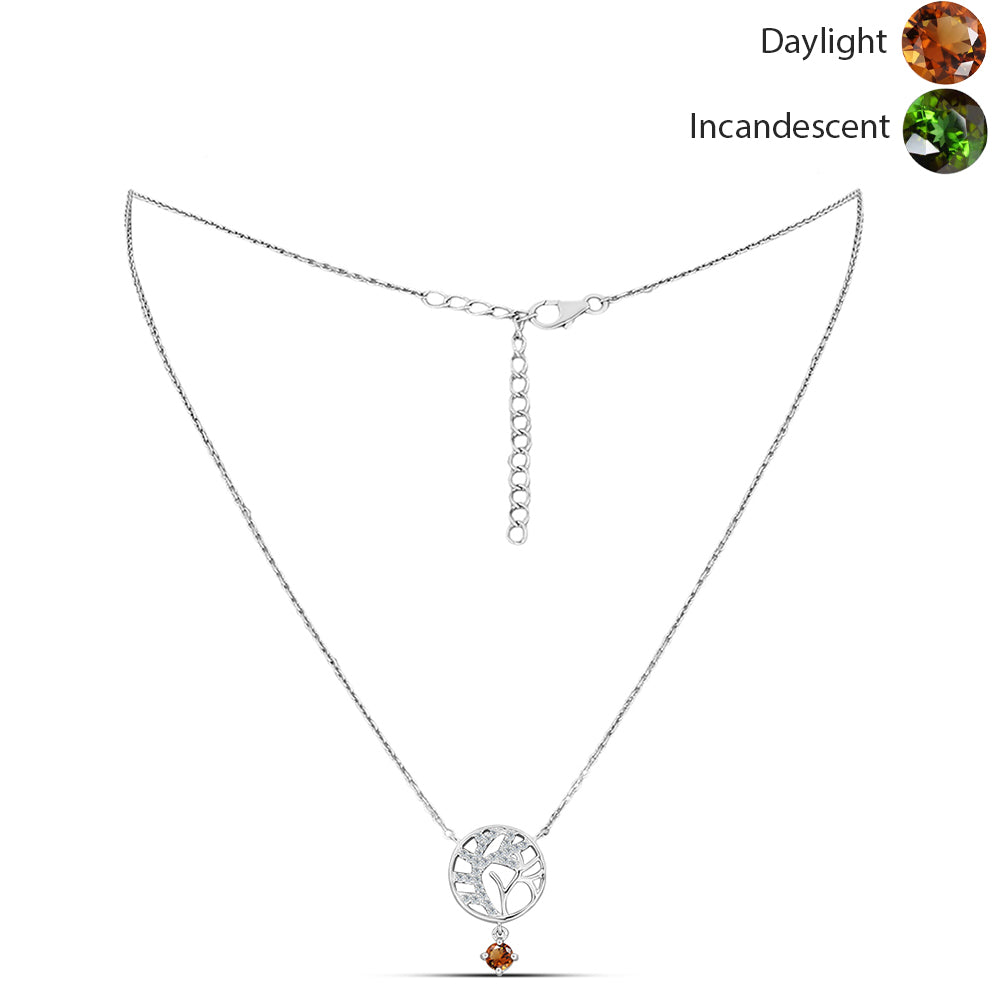 Stříbro 925/1000 Náhrdelník s Certifikovaný Anatolským zultanitem pěstovaný v laboratoři a Bílým Topazem - Karátové číslo: 0.51. přibližná hmotnost: 4.19 gramů