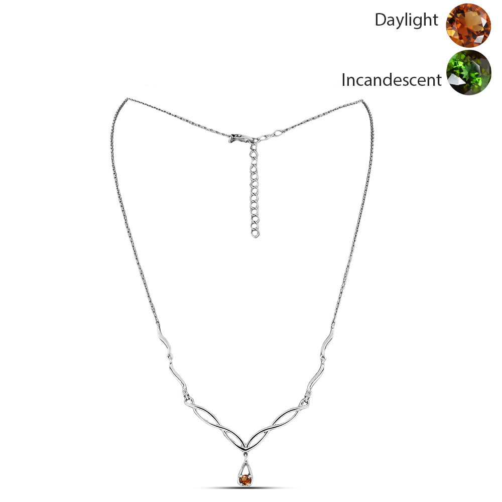 Stříbro 925/1000 Náhrdelník s Certifikovaný Anatolským zultanitem pěstovaný v laboratoři a Bílým Topazem - Karátové číslo: 0.34. přibližná hmotnost: 6.57 gramů