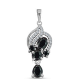 Stříbro 925/1000 - Přívěsek s Obsidiánem a Bílým Topazem - Karátové číslo: 1.86. přibližná hmotnost: 2.37 gramů