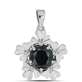 Stříbro 925/1000 - Přívěsek s Obsidiánem a Bílým Topazem - Karátové číslo: 1.76. přibližná hmotnost: 2.63 gramů