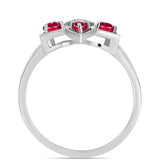 Stříbro 925/1000 Prsten s Madagaskarským Rubínem a Bílým Topazem - Karátové číslo: 0.69. přibližná hmotnost: 3.15 gramů