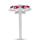 Stříbro 925/1000 Prsten s Madagaskarským Rubínem a Bílým Topazem - Karátové číslo: 0.69. přibližná hmotnost: 3.15 gramů