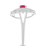 Stříbro 925/1000 Prsten s Madagaskarským Rubínem a Bílým Topazem - Karátové číslo: 1.33. přibližná hmotnost: 4.16 gramů