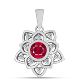 Stříbro 925/1000 Přívěsek s Madagaskarským Rubínem a Bílým Topazem - Karátové číslo: 0.91. přibližná hmotnost: 2.14 gramů