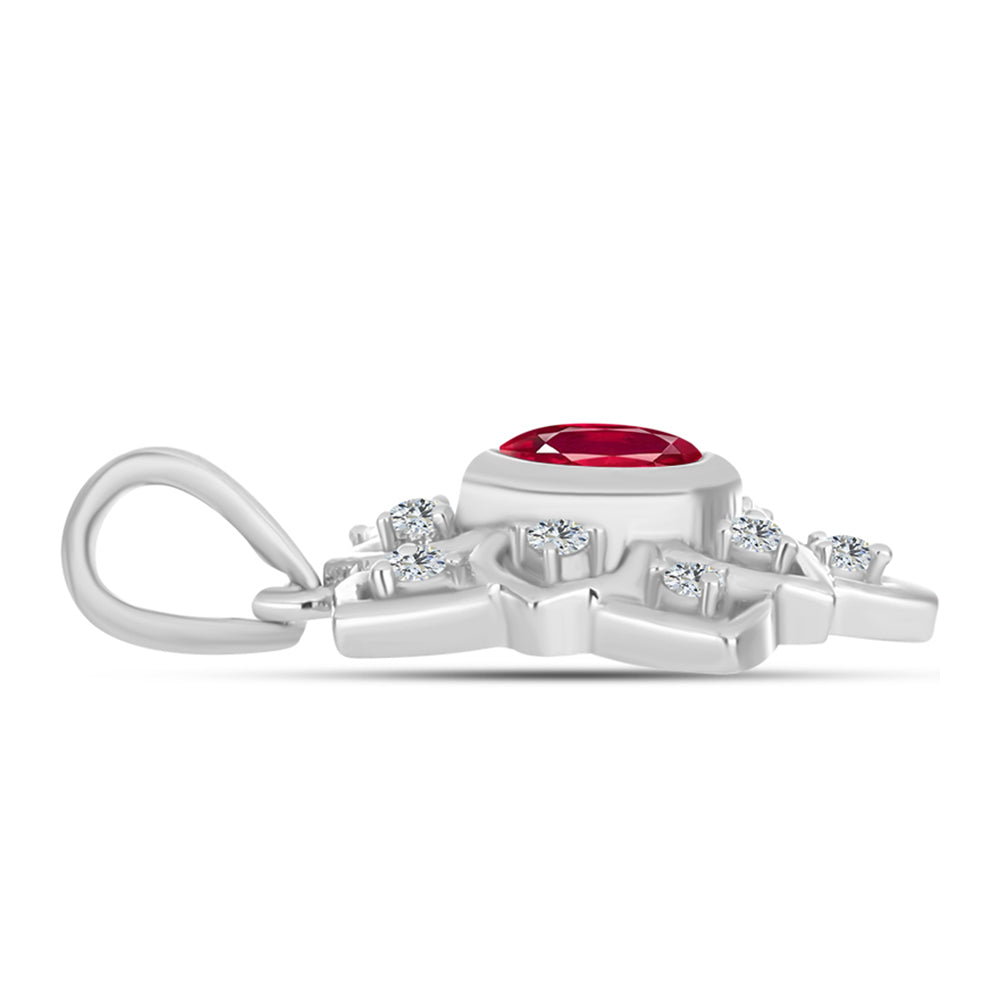 Stříbro 925/1000 Přívěsek s Madagaskarským Rubínem a Bílým Topazem - Karátové číslo: 0.91. přibližná hmotnost: 2.14 gramů