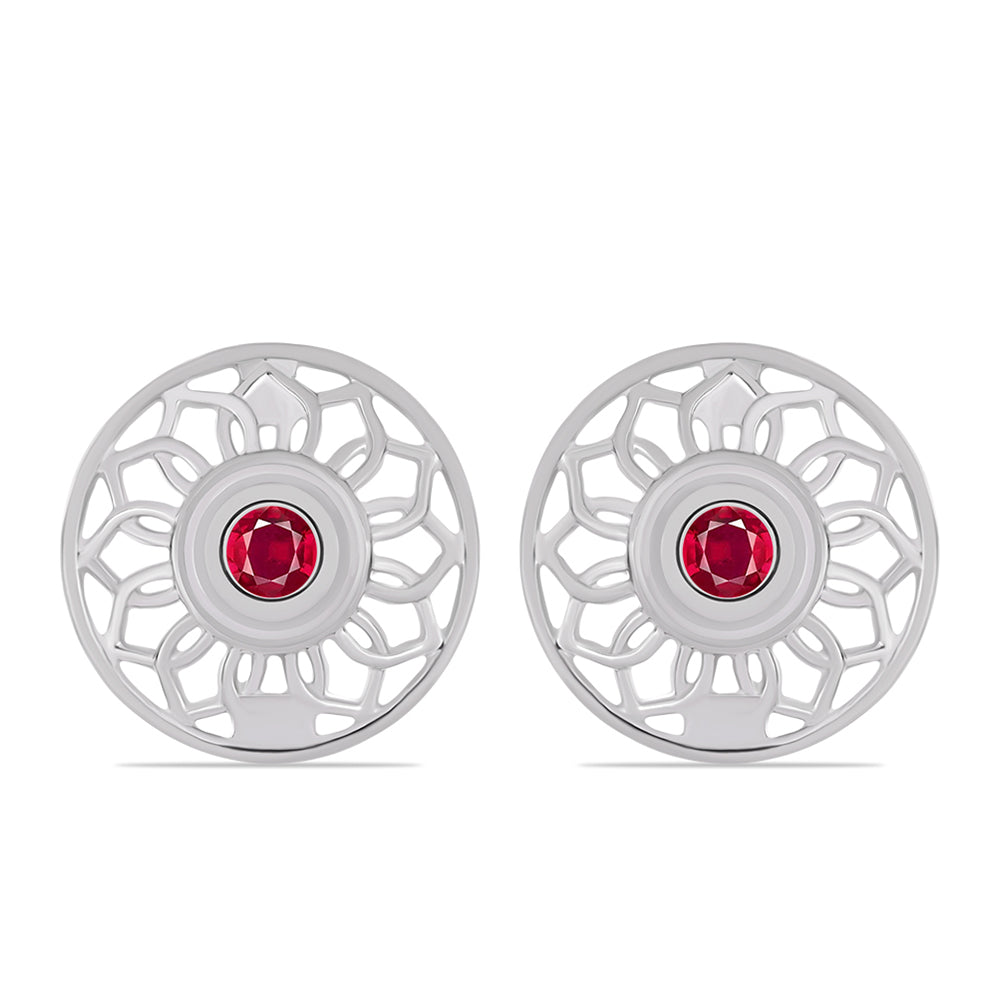 Stříbro 925/1000 Náušnice s Madagaskarským Rubínem - Karátové číslo: 0.33. přibližná hmotnost: 3.82 gramů