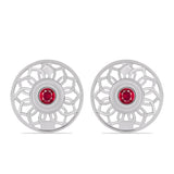 Stříbro 925/1000 Náušnice s Madagaskarským Rubínem - Karátové číslo: 0.33. přibližná hmotnost: 3.82 gramů