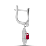 Stříbro 925/1000 Náušnice s Madagaskarským Rubínem a Bílým Topazem - Karátové číslo: 1.9. přibližná hmotnost: 4.68 gramů