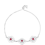 Stříbro 925/1000 Náramek s Madagaskarským Rubínem a Bílým Topazem - Karátové číslo: 1.82. přibližná hmotnost: 5.59 gramů