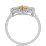 Stříbro 925/1000 Prsten s Padparadscha Safírem a Bílým Topazem - Karátové číslo: 1.01. přibližná hmotnost: 3.22 gramů