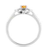 Stříbro 925/1000 Prsten s Padparadscha Safírem a Bílým Topazem - Karátové číslo: 0.34. přibližná hmotnost: 2.82 gramů