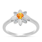 Stříbro 925/1000 Prsten s Padparadscha Safírem a Bílým Topazem - Karátové číslo: 0.34. přibližná hmotnost: 2.82 gramů