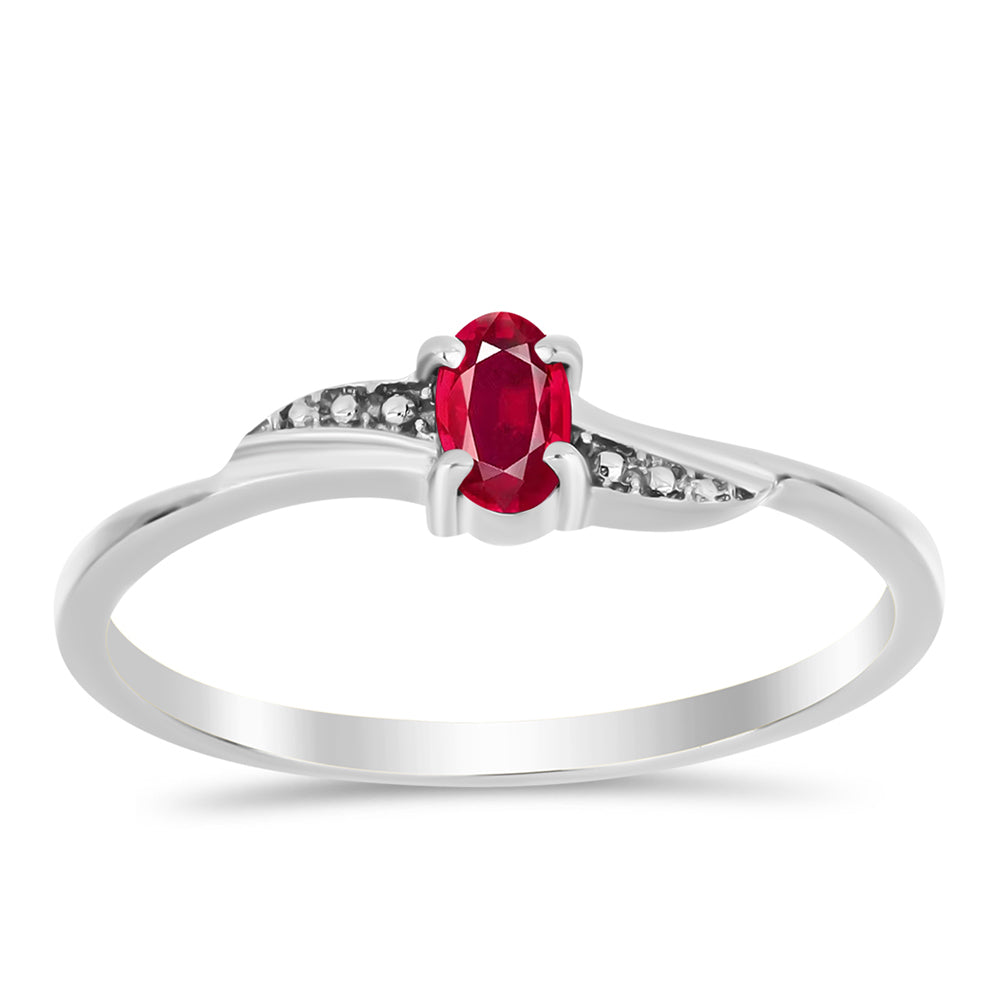 Stříbro 925/1000 Prsten s Madagaskarským Rubínem - Karátové číslo: 0.36. přibližná hmotnost: 1.61 gramů
