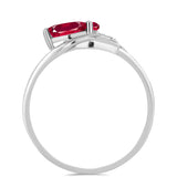 Stříbro 925/1000 Prsten s Madagaskarským Rubínem a Bílým Topazem - Karátové číslo: 0.77. přibližná hmotnost: 1.78 gramů