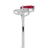 Stříbro 925/1000 Prsten s Madagaskarským Rubínem a Bílým Topazem - Karátové číslo: 0.77. přibližná hmotnost: 1.78 gramů