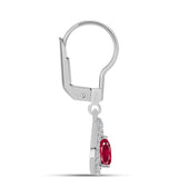 Stříbro 925/1000 Náušnice s Madagaskarským Rubínem a Bílým Topazem - Karátové číslo: 0.9. přibližná hmotnost: 1.87 gramů