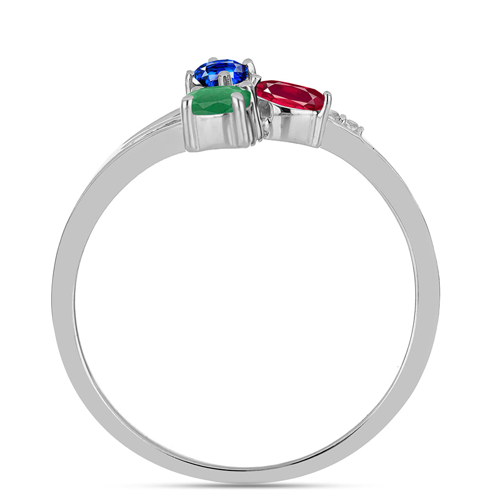 Stříbro 925/1000 Sada s Madagaskarským Rubínem a Brazilským Smaragdem - Karátové číslo: 1.41. přibližná hmotnost: 3.98 gramů ( Náušnice+Prsten )
