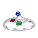 Stříbro 925/1000 Sada s Madagaskarským Rubínem a Brazilským Smaragdem - Karátové číslo: 1.41. přibližná hmotnost: 3.98 gramů ( Náušnice+Prsten )