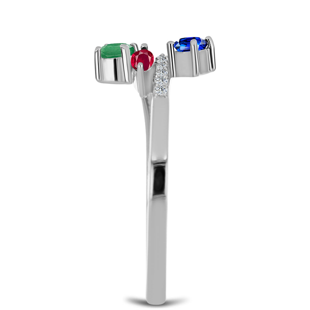 Stříbro 925/1000 Sada s Madagaskarským Rubínem a Brazilským Smaragdem - Karátové číslo: 1.41. přibližná hmotnost: 3.98 gramů ( Náušnice+Prsten )