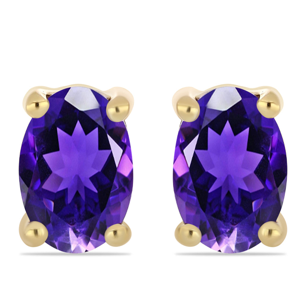 Pozlacené stříbro 925/1000 Náušnice s Marockým Ametystem - Karátové číslo: 0.83. přibližná hmotnost: 1.12 gramů