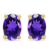 Pozlacené stříbro 925/1000 Náušnice s Marockým Ametystem - Karátové číslo: 0.83. přibližná hmotnost: 1.12 gramů