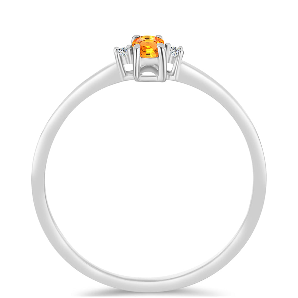 Stříbro 925/1000 Prsten s Padparadscha Safírem a Bílým Topazem - Karátové číslo: 0.32. přibližná hmotnost: 1.48 gramů