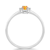 Stříbro 925/1000 Prsten s Padparadscha Safírem a Bílým Topazem - Karátové číslo: 0.32. přibližná hmotnost: 1.48 gramů